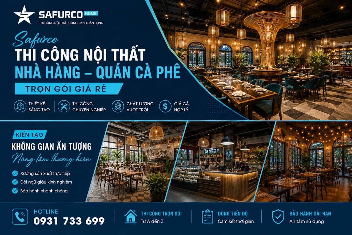 Safurco thi công nội thất nhà hàng quán cà phê trọn gói giá rẻ 1 Thiết kế thi công nhà hàng quán cà phê