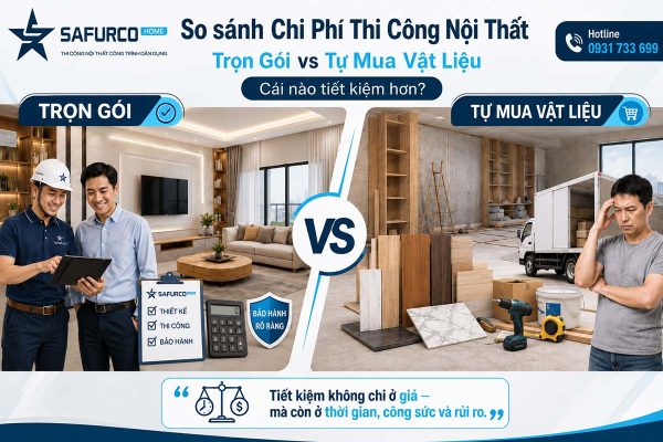 So sanh chi phí thi công nội thất trọn gói và tự mua vật liệu
